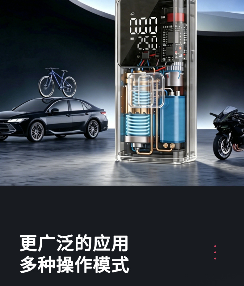 Car Air Pump, Outdoor Portable Car-Mounted Wireless Digital Display Air Pump, High-Pressure Electric Air Pump for Car Tires