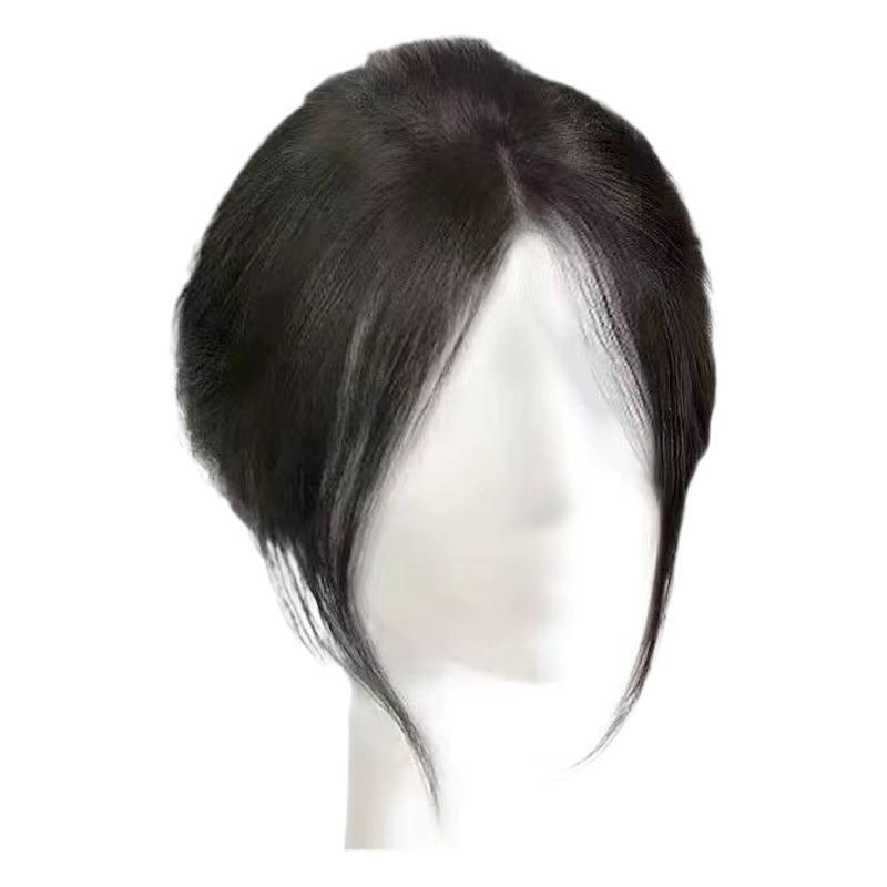 Peluca cabeza femenina pieza de reemplazo de cabello de longitud media flequillo de ocho palabras que cubre el cabello esponjoso blanco aumento de volumen belleza dragón barba flequillo peluca pieza