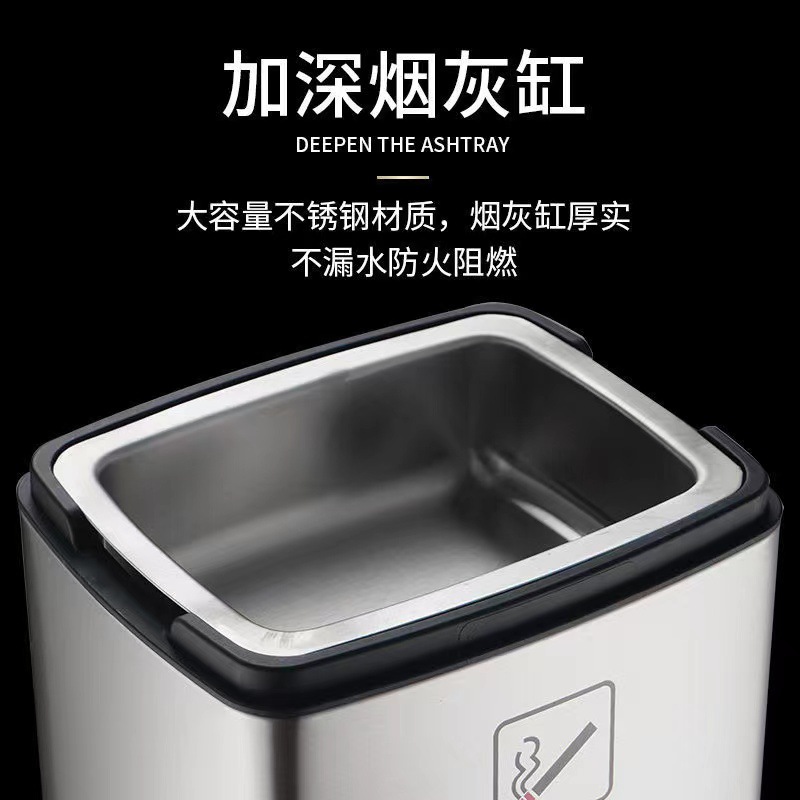 Cenicero vertical al aire libre Cenicero de acero inoxidable piso columna de extinción de humo Cenicero zona de fumadores bote de basura