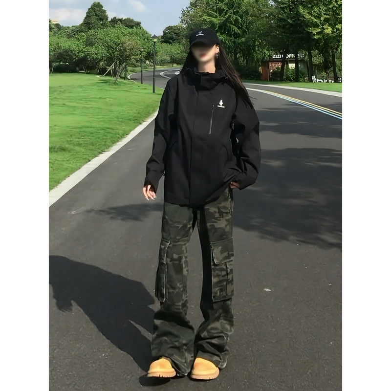 American Retro Camouflage Cargo Pants for Men in Autum with Boots Cleanfit Slim Jeans