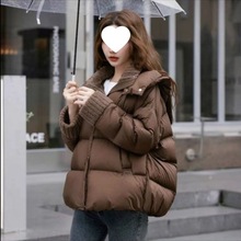美拉德穿搭冬季新款羽绒服女韩版宽松绒领子白鸭绒面包服外套