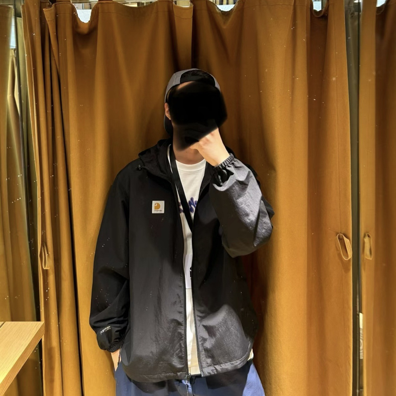 하이 퀄리티 차 카하 얇은 작은 로고 나일론 러시 옷 연인 느슨한 후드 자켓