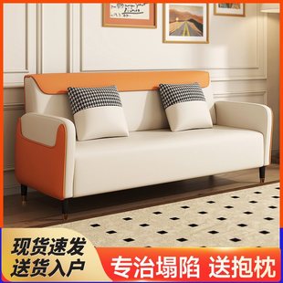 Cat Scratch-Resistant Leather Sofa for Small Living Rooms, Suitable for Two to Three People, Simple Rental Apartments, Apartments, Clothing Stores, Trendy Model