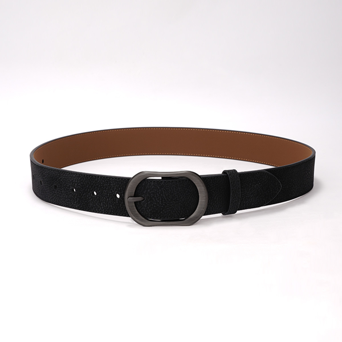 Neue Anzughose aus echtem Leder, schlichte Dornschließe, vielseitiger Gürtel aus Rindsleder für Damen_voghion.com