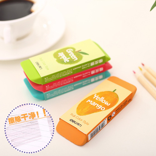 Deli 71050 color eraser student fresh fruit color children's creative correction large eraser