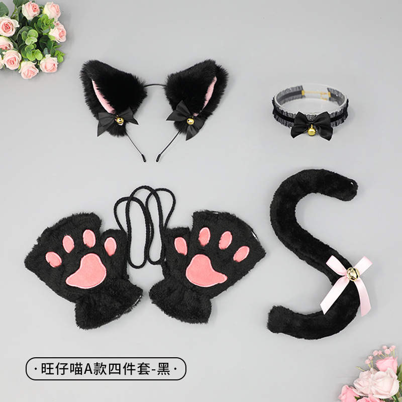 Entrega de una sola pieza lindo gato Cosplay accesorios orejas de gato diadema garra de gato guantes cola de gato accesorios traje