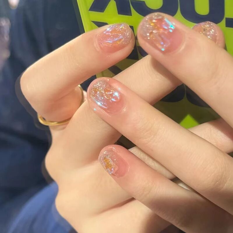 ins style manicure wear nail sweet little red book detachable short mid-length nail patch student wear nail piece