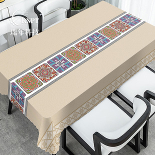 Runian factory direct national style printed tablecloth desk coffee table table cloth waterproof and oil-proof PVC tablecloth