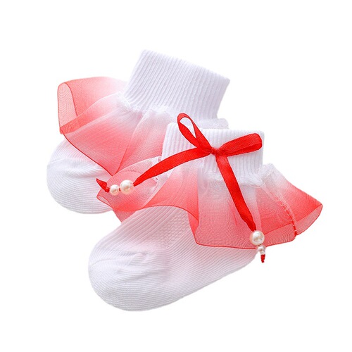 Baby Socks Spring and Autumn Newborn Baby Infant Socks Cute Super Cute Butterfly Knot Edge Girls' Socks 