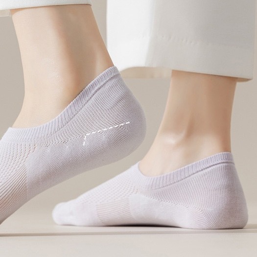 Boat Socks Shallow Mouth Invisible Socks Women's White Summer Pure Cotton Non-Slip Non-Falling Summer Thin Socks Wholesale