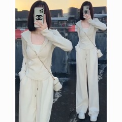 早秋大码套装女2025新款爆款时尚运动休闲连帽卫衣阔腿裤子两件套