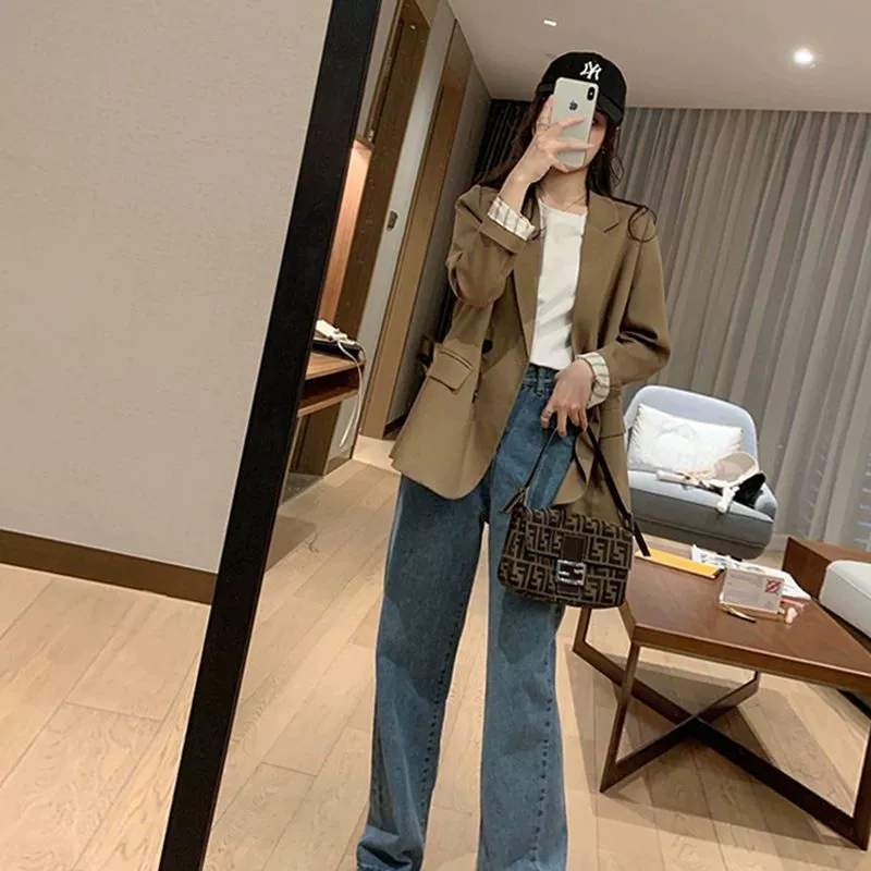 Demi-season classic suit jacket for students, oversize, Korean style