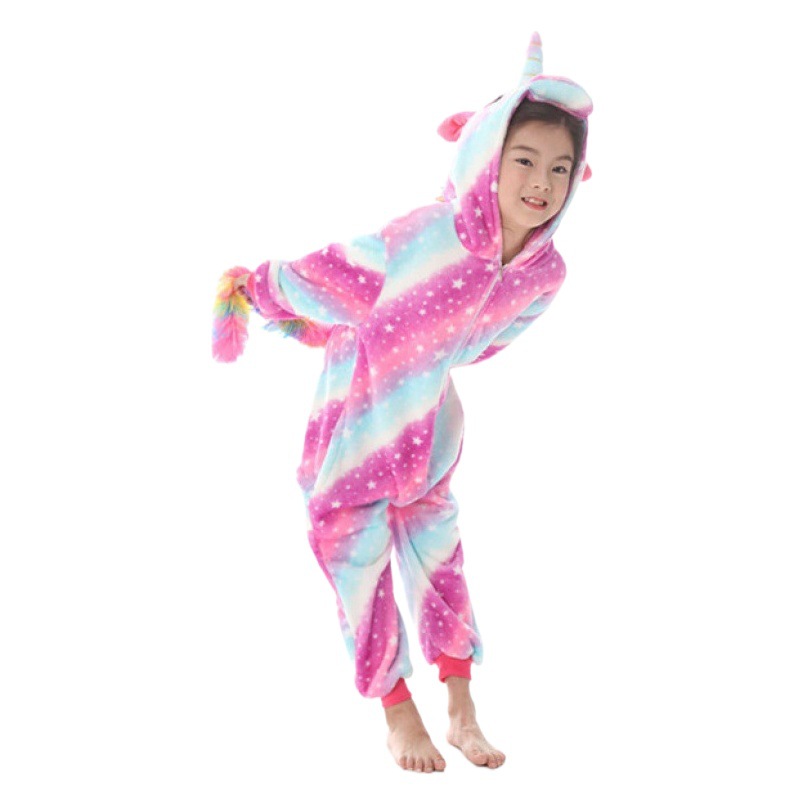 Otoño e Invierno de los niños de dibujos animados animal de una pieza pijamas Arco Iris Tianma franela León lindo manga larga homewear apoyo