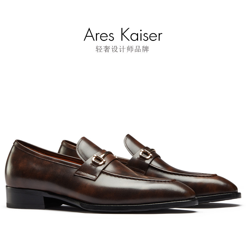 H53206 [a generation of hair] museum calf leather penny loafers men's leather shoes leather sole piano sole