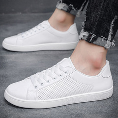 2024 Spring New Breathable White Shoes Men's Shoes Korean Style Casual Leather Shoes Men's Sneakers Versatile Trendy Shoes