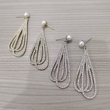 个性长款满钻流苏珍珠耳钉女高级感时尚大气小众潮流设计精致耳饰