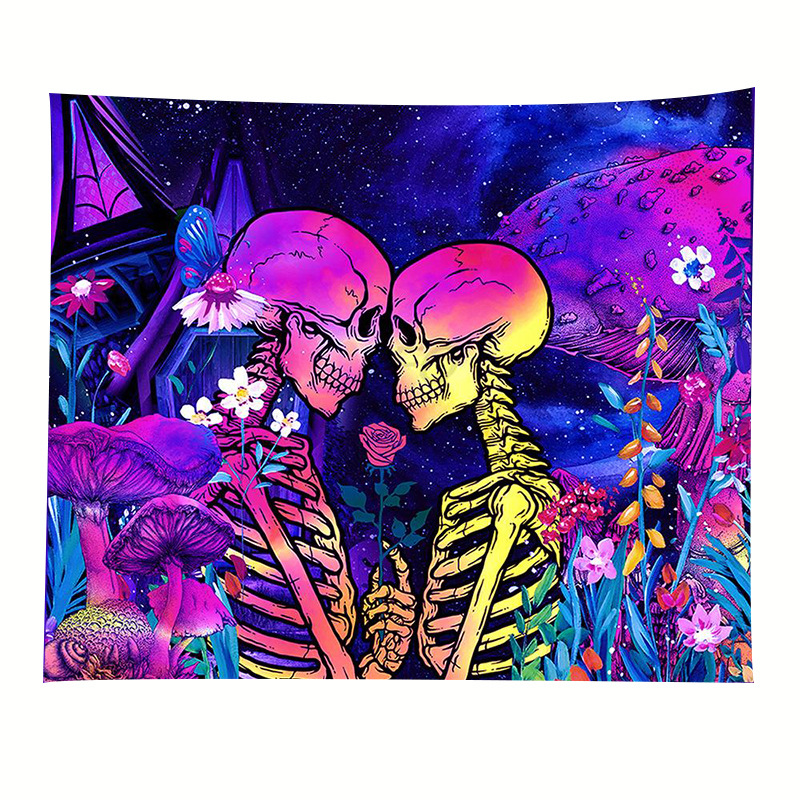 Arazzo fluorescente UV, arazzo con luce nera, arazzo estetico da appendere alla parete, arazzo hippie per camera da letto, decorazione per la stanza indie_voghion.com