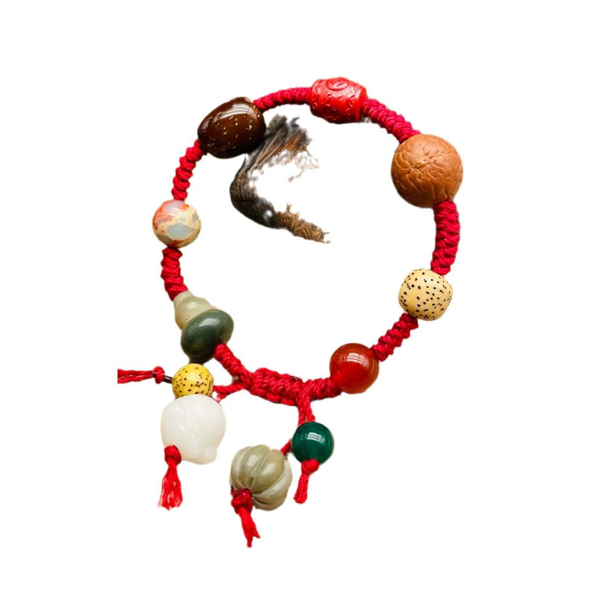 Organic woven genuine design bracelet walnut with tassels, DIY, wholesale