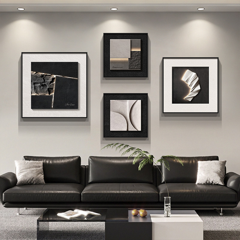 Italian-style light luxury living room decorative painting, geometric abstract sofa background wall hanging painting set, modern high-end wall art Italian-style light luxury living room decorative painting, geometric abstract sofa background wall hanging painting set, modern high-end wall art