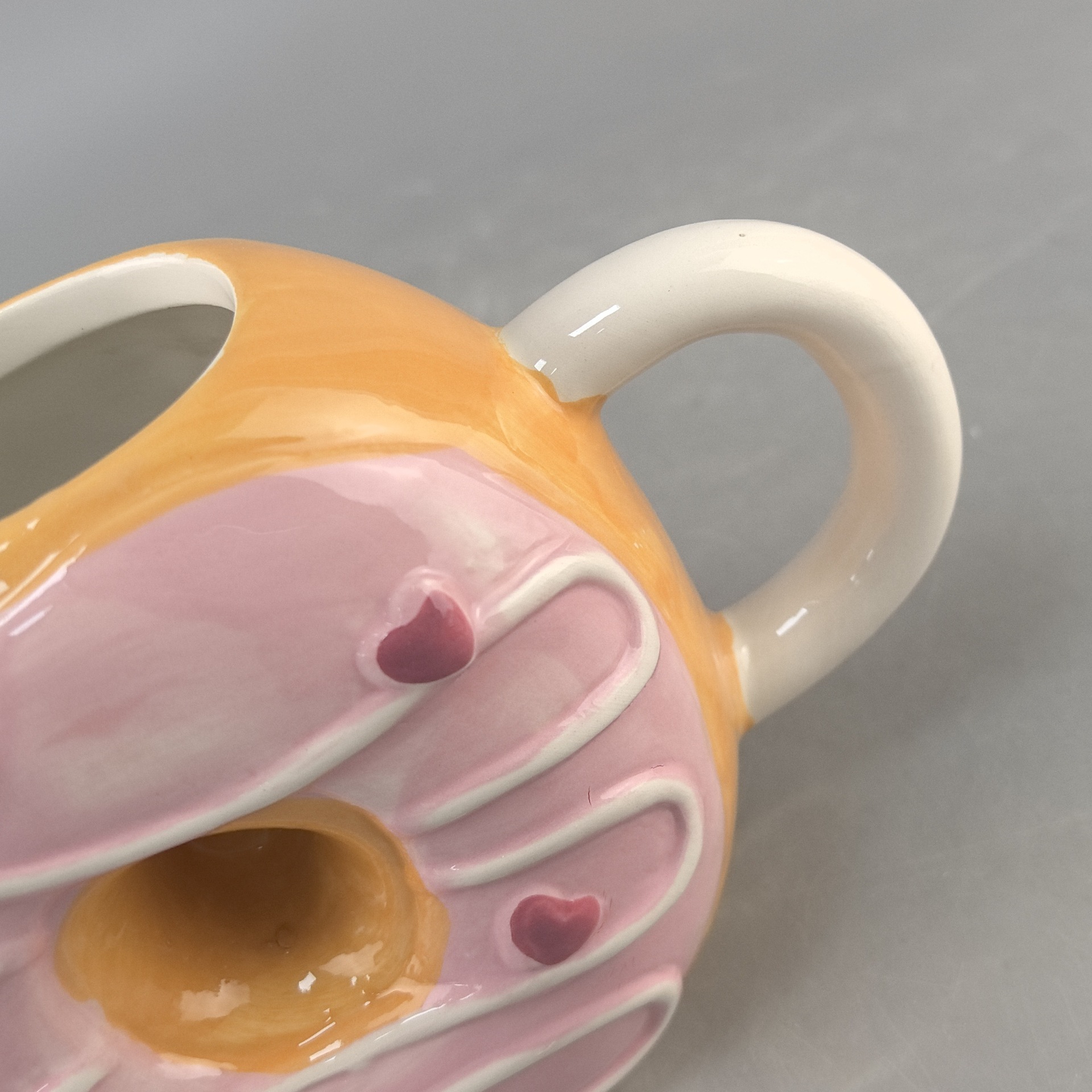Creativo encantador corazón de una niña cerámica donut de estilo taza de café de oficina taza de alto valor facial taza