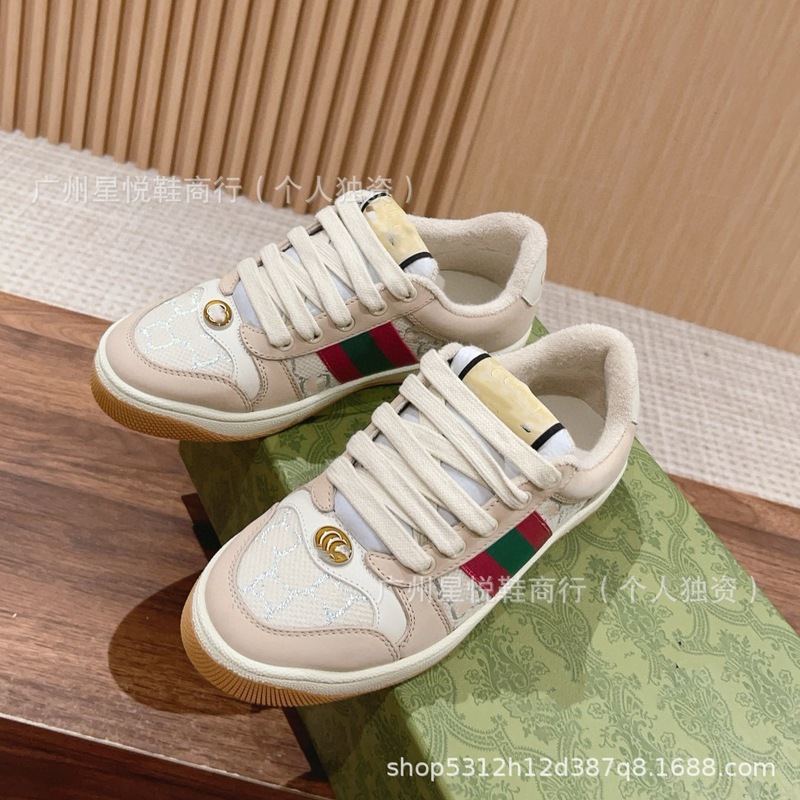 G's ダーティーシューズ刺繍プリント白靴 2025 初春スタイル古い色大きいサイズのカップルカジュアルシューズ女性用|undefined