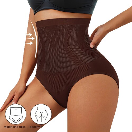 High-waisted cinched-in tummy control shaping body shaper seamless pure color leggings with elasticity for large women