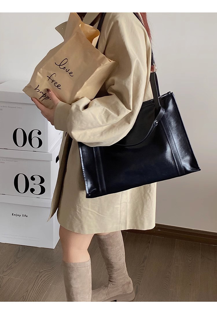 Túi tote nữ da thật đi làm dung tích lớn đeo chéo đeo vai — Màu nâu (viney), Màu đen (viney), Màu nâu (phiên bản công khai), Màu đen (phiên bản công khai) chi tiết 18
