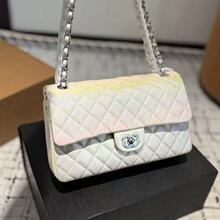 菱格手提包包2025新款时尚高级珠光渐变色cf单肩包女包