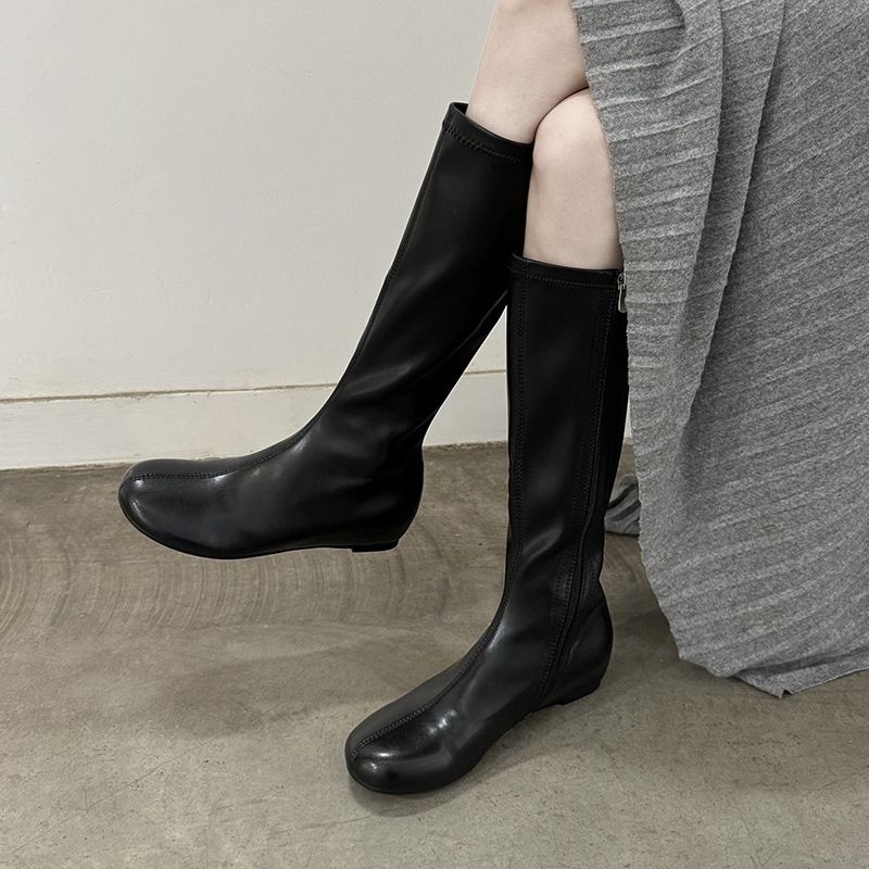 Cute comfortable elastic winter high boots with hidden heel with…