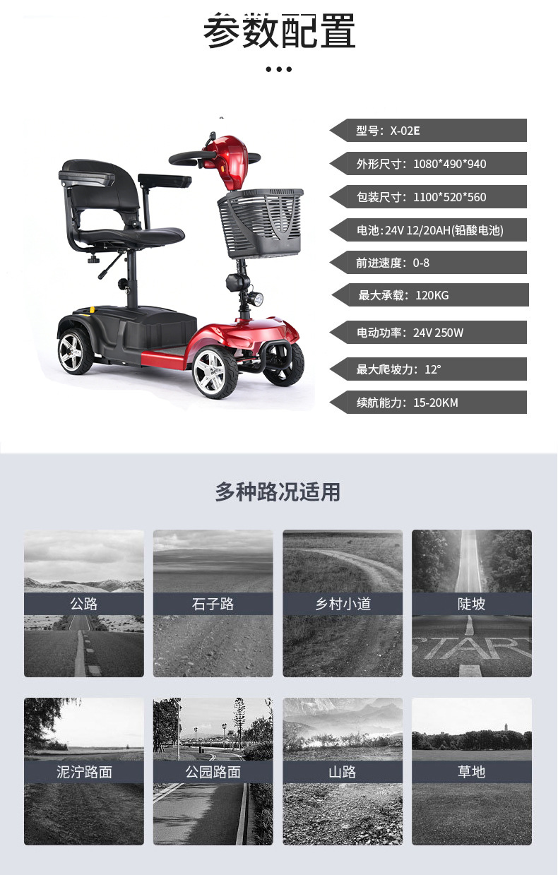 New Foldable Electric Scooter for Home Use, Suitable for Elderly People to Transport Children, Smart Four-Wheel Electric Vehicle, Mobility Scooter for Seniors