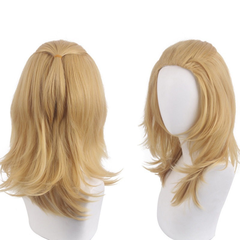Cardcaptor Sorcerer Revenge Avengers Sano Manjiro Big Slicked-Back Short Hair Cosplay Wig Anime Light Blonde Color