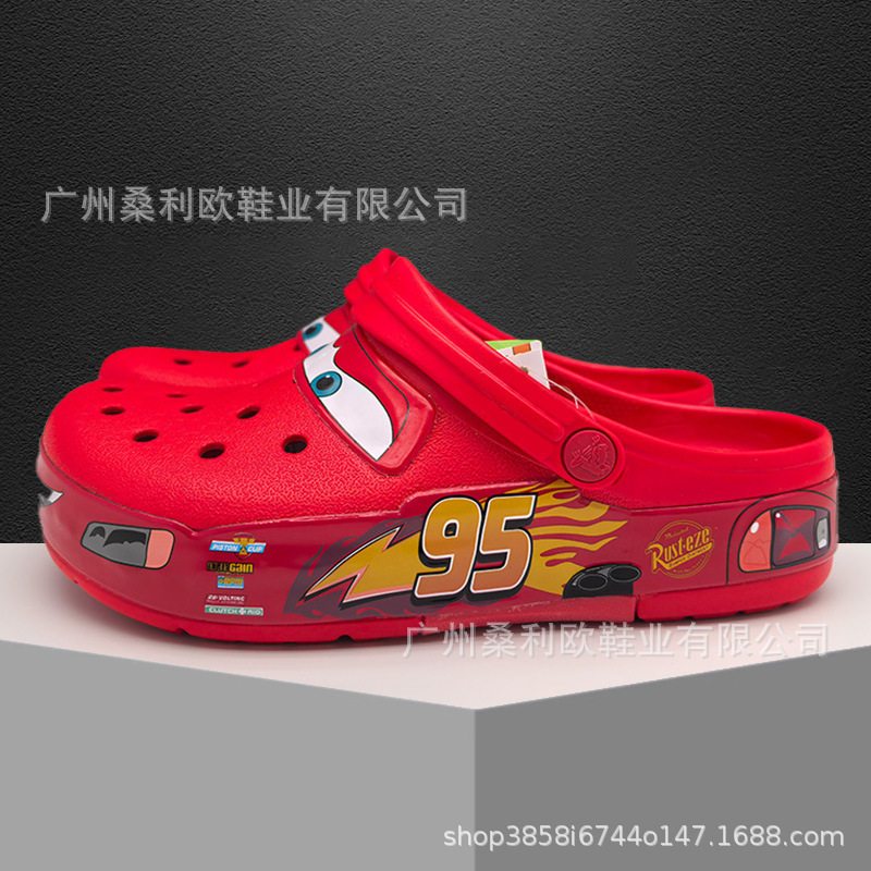 Mcqueen Cars 95 Car Crocs Men's and Women's Shoes Summer Baotou Anti-Slip Crocs Beach Sandals