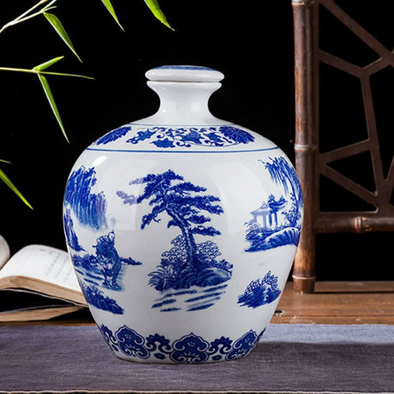 Сине-белая фарфоровая винная банка 1/2/5/ 5kg керамическая бутылка для вина бытовой винный погреб винный горшок пустая винная банка