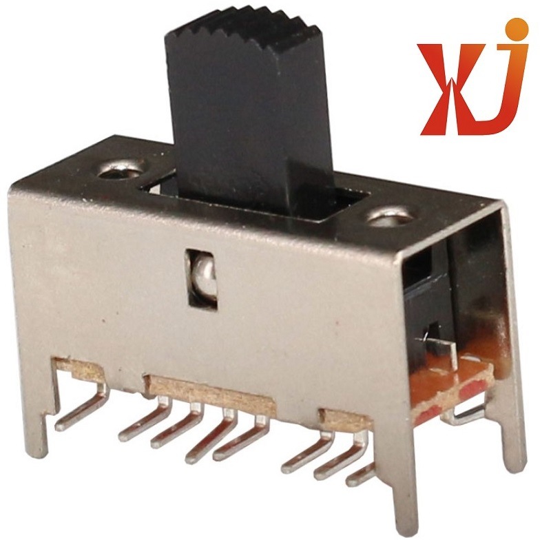 两档拨动开关立式弯脚  二位拨动开关行程4mm  2档拨动开关12脚