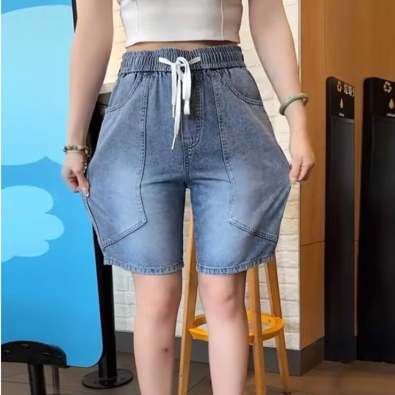 Verano 2024 pantalones cortos de mezclilla marca de moda para hombre vibe pantalones de cinco puntos sueltos y versátiles pantalones de herramientas bonitos