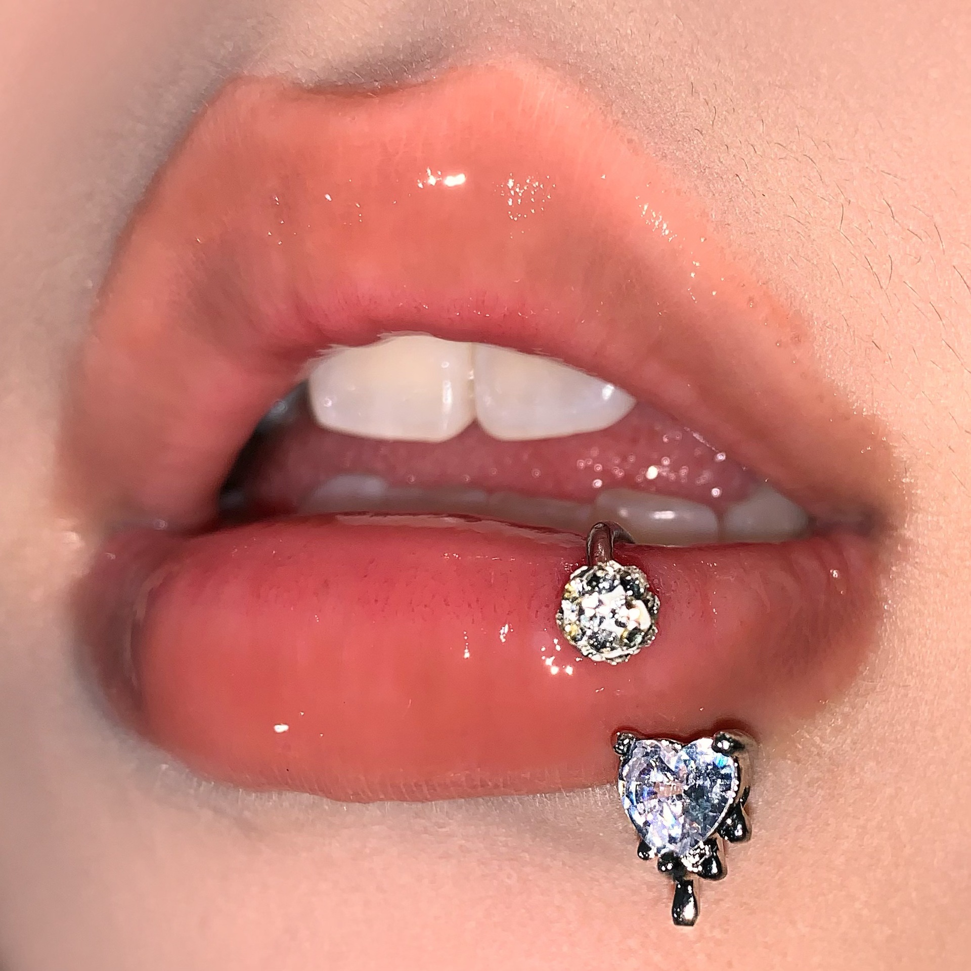 Pointed labret stud close-up product detail