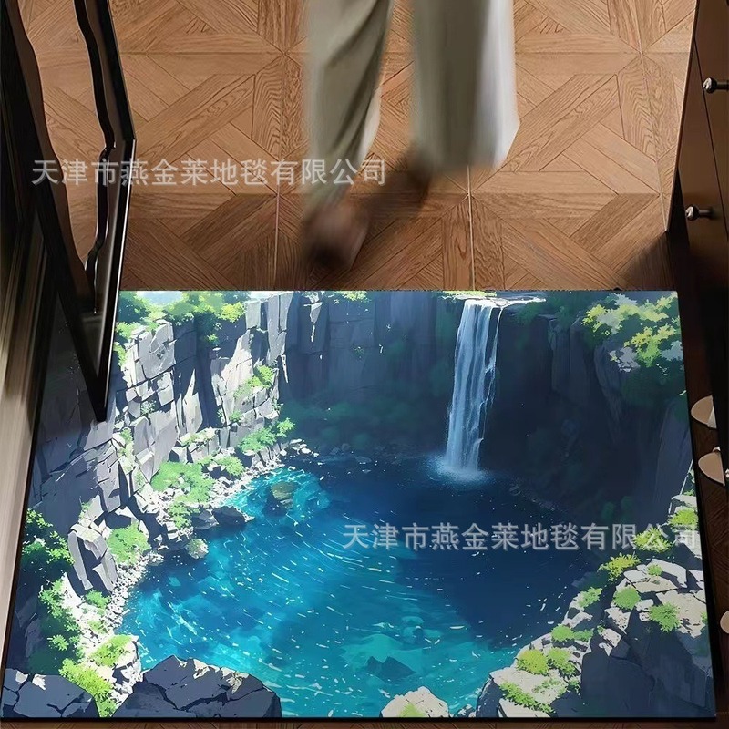 跨境temu美式3D视觉入户玄关耐磨地垫家用浴室防滑吸水易打理脚垫|undefined