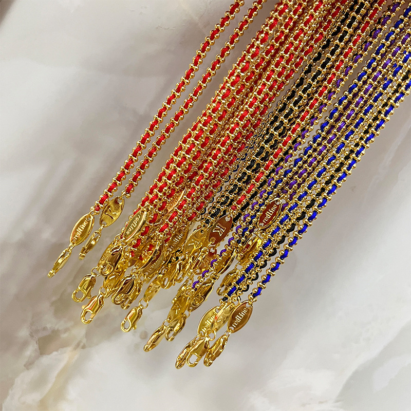 Spot French Paris Classic 18K Gold-Plated Double Beads Hand-Woven Transfer Stacking Bracelet Men's and Women's Bracelet Redli