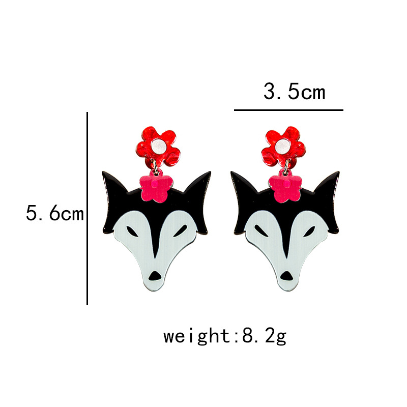 1 Pair Ig Style Cartoon Style Wolf Plating Arylic Drop Earrings display picture 1