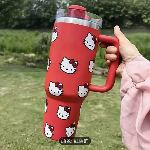 Stanley-style KT cat 40oz ice-buster cup stainless steel KT cat insulated cup large capacity convenient handle car cup