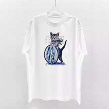 Maison Margiela 马吉拉可爱小猫咪图案圆领高清印花短袖T恤情侣