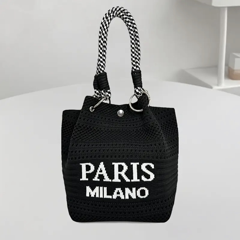 Transfronterizos bolsos de moda de punto exquisitos portátiles bolsas de balde de ocio de mujeres bolsas de almuerzo de estudiantes