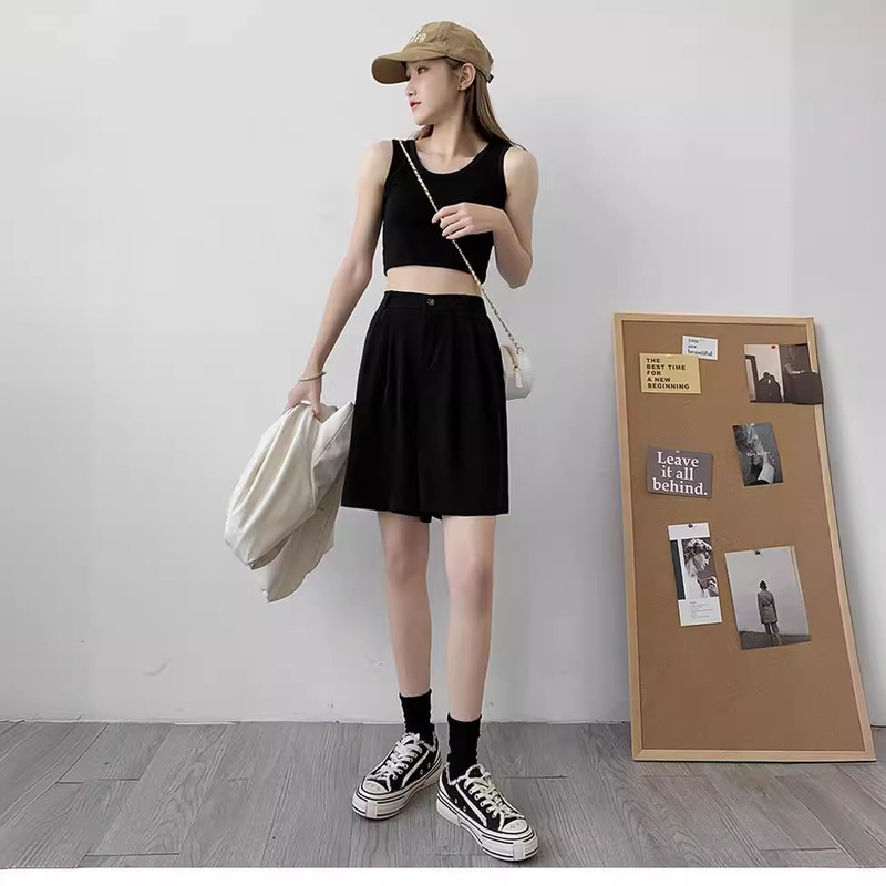 Women's Suit Shorts Women's Summer Thin chubby girl plus size Pants High Waist Loose Slim-fit A- leg Wide-leg Shorts Women's Suit Shorts Women's Summer Thin chubby girl plus size Pants High Waist Loose Slim-fit A- leg Wide-leg Shorts