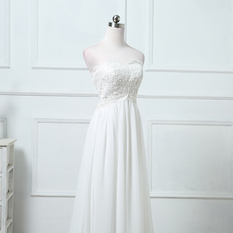 El Comercio exterior europeo y americano Amazon AliExpress deseo elegante vestido de novia tubo superior largo adelgazamiento simple vestido de novia image 3