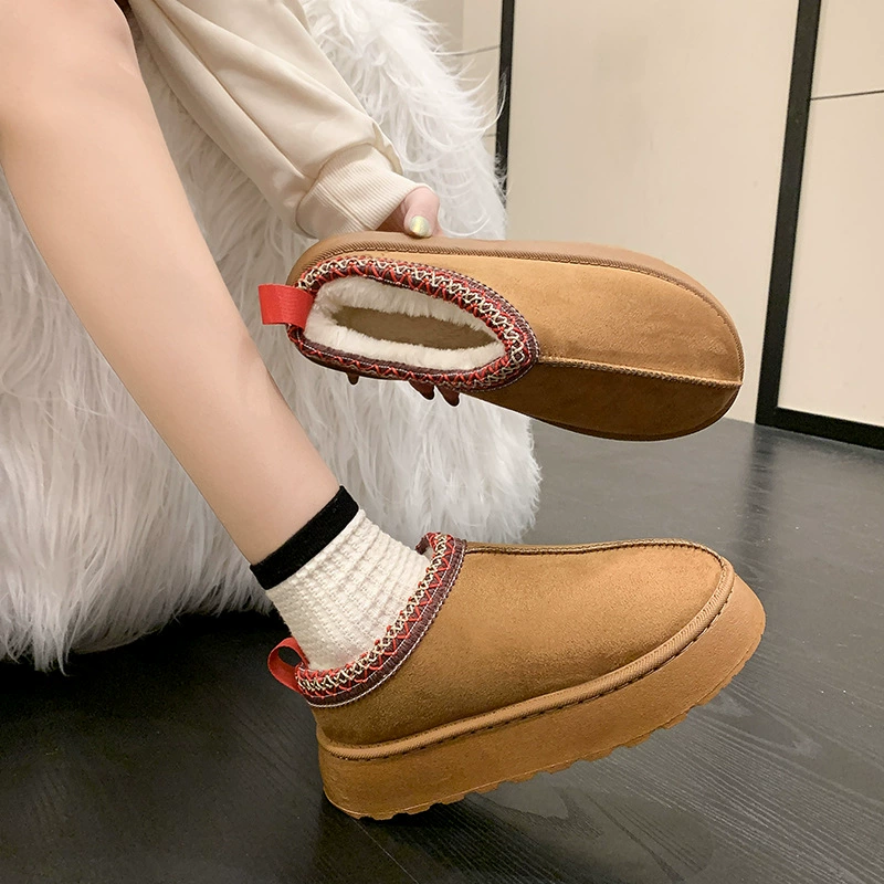 Зимние платформенные туфли, размер плюс, тёплая обувь на Slip-on, коллекция 2023