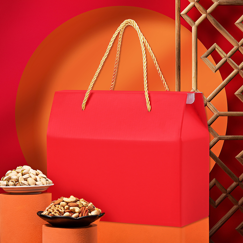 Caja de regalo rojo vacía en stock LOGO impresa en el sitio, caja de regalo de frutas secas, nueces, paquete de pasteles de luna, caja vacía