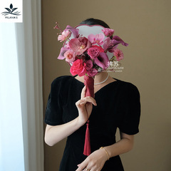 中国風の新婦の手の花の団扇の中国式の扇風機の手作りのdiyの材料の小さい扇子の花の芸の道具の卸売り