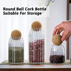 ストリップボール缶ガラス缶茶缶家庭用密封保存缶ボールストッパーコルクストッパー穀物保存缶