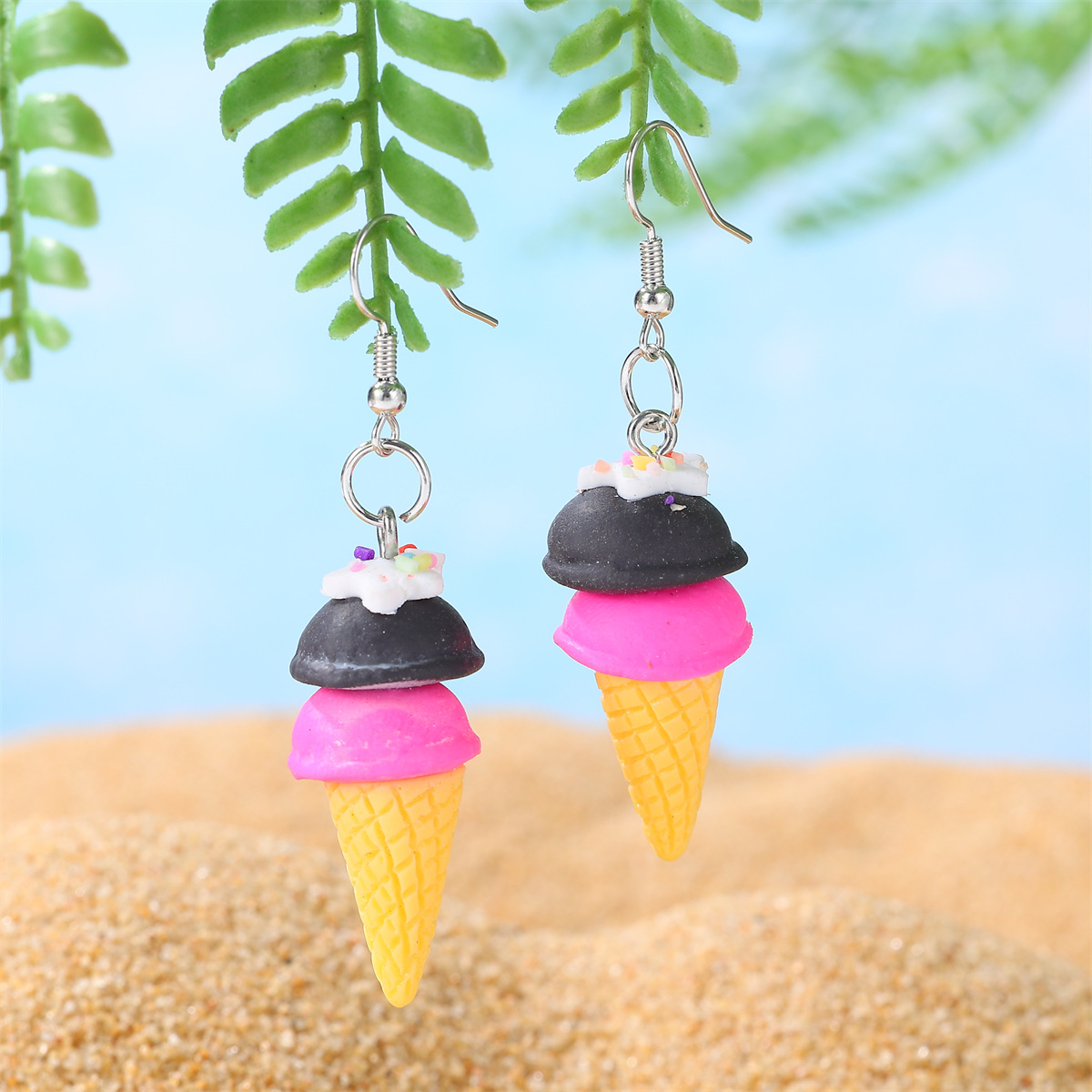 Alloy Ear Needle Material 1 Pair Cute Classic Style Ice Cream Soft Clay Drop Earrings