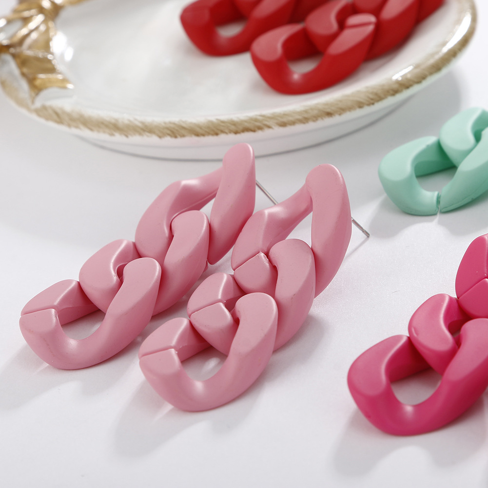 Nihaojewelry Bijoux En Gros Chaîne Creuse Bonbons Multicolore Acrylique Boucles D'oreilles display picture 1